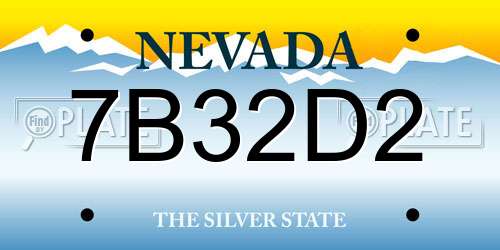 7B32D2 Nevada License Plate