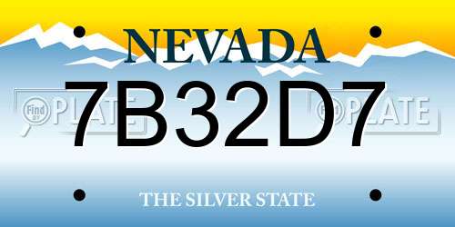 7B32D7 Nevada License Plate