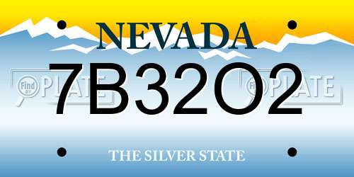 7B32O2 Nevada License Plate