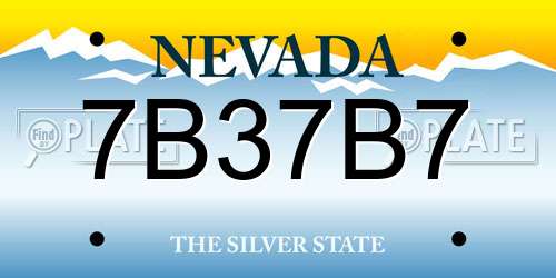 7B37B7 Nevada License Plate