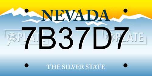 7B37D7 Nevada License Plate