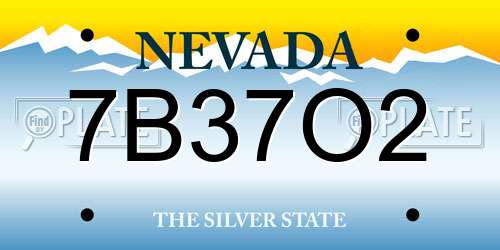 7B37O2 Nevada License Plate