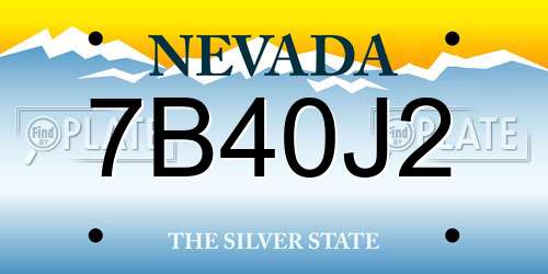 7B40J2 Nevada License Plate