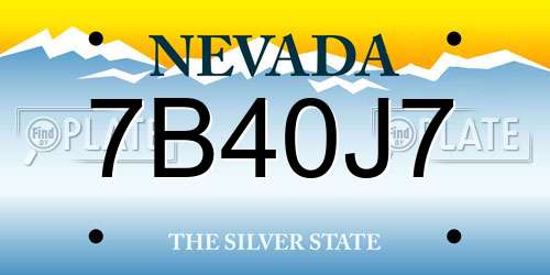 7B40J7 Nevada License Plate
