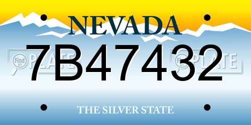 7B47432 Nevada License Plate