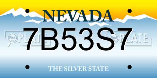 7B53S7 Nevada License Plate