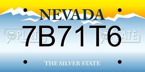 7B71T6 Nevada License Plate