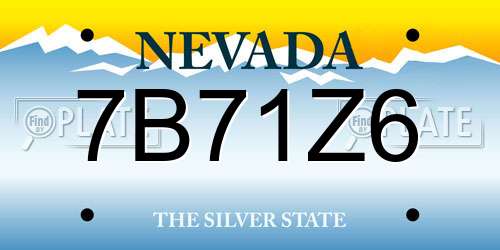 7B71Z6 Nevada License Plate