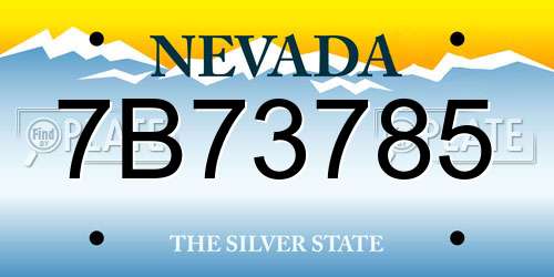 7B73785 Nevada License Plate
