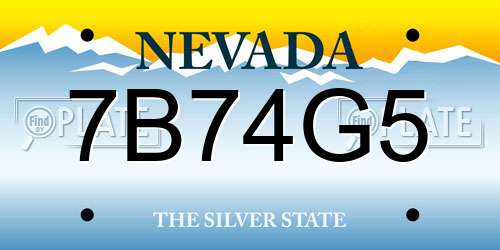7B74G5 Nevada License Plate