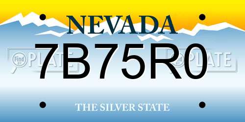 7B75R0 Nevada License Plate
