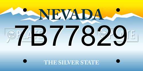7B77829 Nevada License Plate