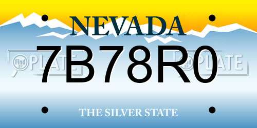 7B78R0 Nevada License Plate