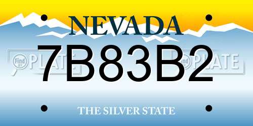 7B83B2 Nevada License Plate