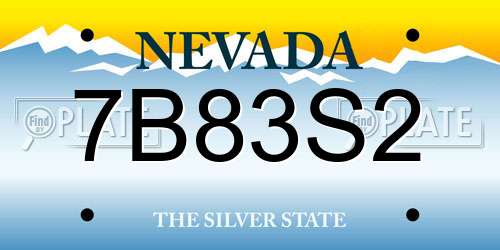 7B83S2 Nevada License Plate