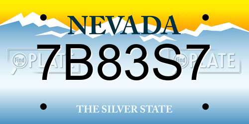 7B83S7 Nevada License Plate