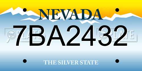 7BA2432 Nevada License Plate