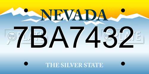 7BA7432 Nevada License Plate
