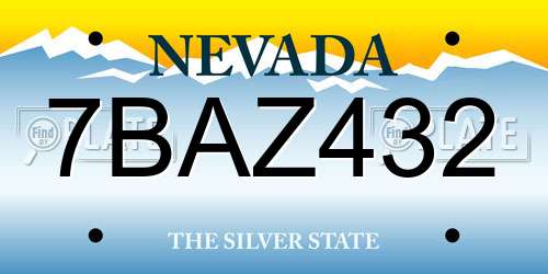 7BAZ432 Nevada License Plate