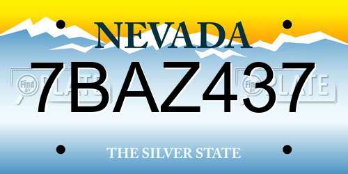 7BAZ437 Nevada License Plate