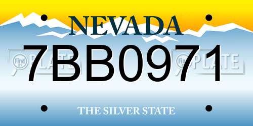 7BB0971 Nevada License Plate