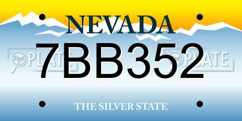 7BB352 Nevada License Plate