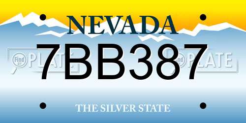 7BB387 Nevada License Plate