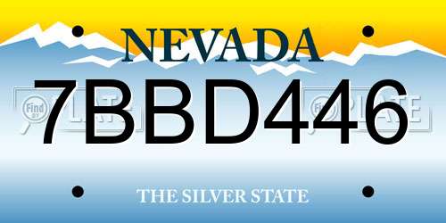 7BBD446 Nevada License Plate