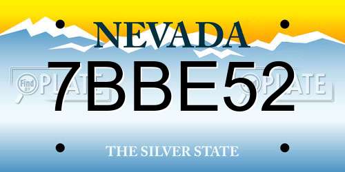 7BBE52 Nevada License Plate