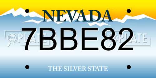 7BBE82 Nevada License Plate