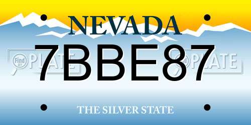 7BBE87 Nevada License Plate