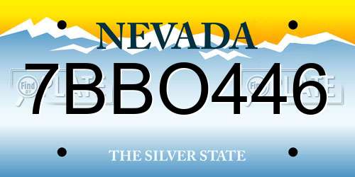 7BBO446 Nevada License Plate