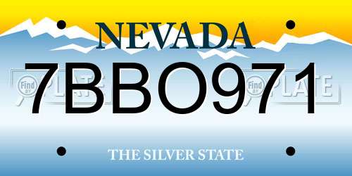 7BBO971 Nevada License Plate