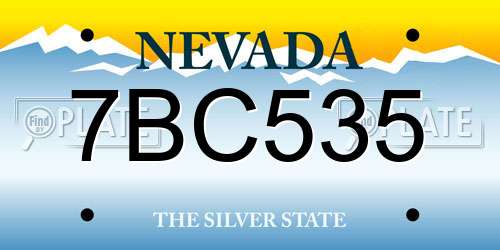 7BC535 Nevada License Plate