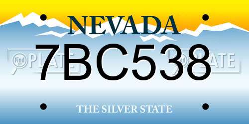 7BC538 Nevada License Plate