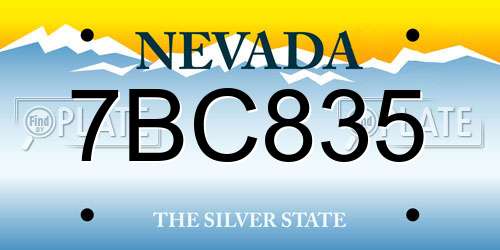 7BC835 Nevada License Plate