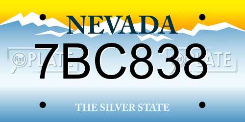 7BC838 Nevada License Plate