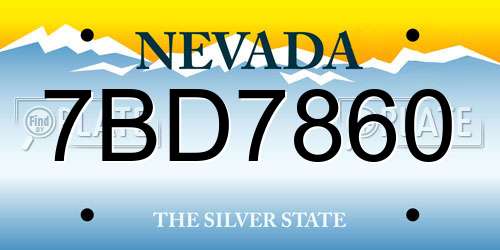 7BD7860 Nevada License Plate