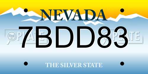 7BDD83 Nevada License Plate