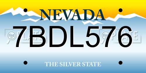 7BDL576 Nevada License Plate