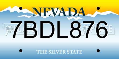 7BDL876 Nevada License Plate