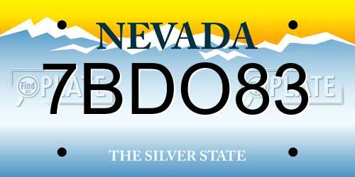 7BDO83 Nevada License Plate