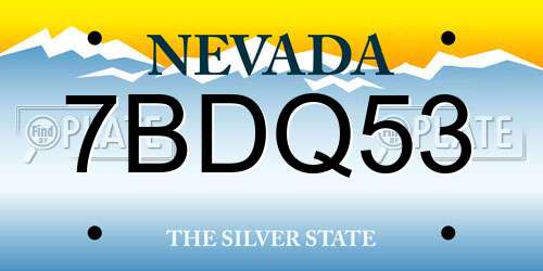 7BDQ53 Nevada License Plate