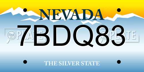 7BDQ83 Nevada License Plate