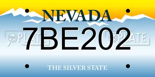 7BE202 Nevada License Plate