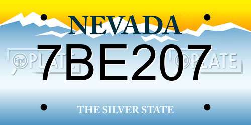 7BE207 Nevada License Plate