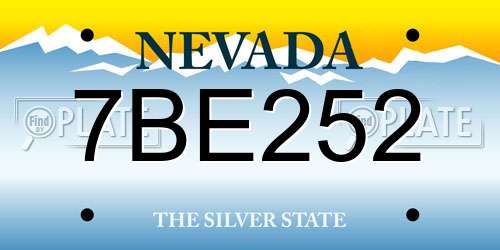 7BE252 Nevada License Plate