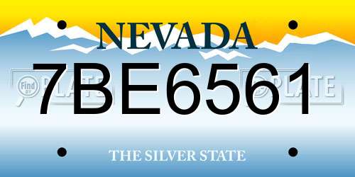 7BE6561 Nevada License Plate