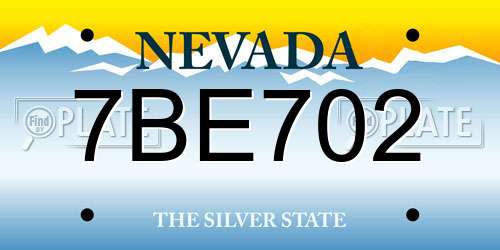 7BE702 Nevada License Plate