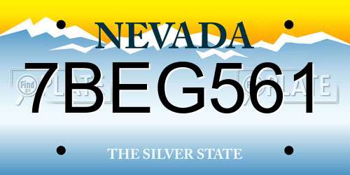 7BEG561 Nevada License Plate